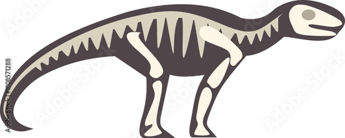 Complete dinosaur skeleton standing, ideal for paleontology, archeology and prehistory themes