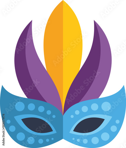 Colorful carnival mask with feathers, celebrating mardi gras and festive events