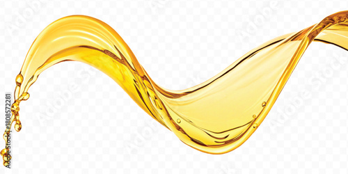 realistic fresh liquid honey or oil splash in curve style isolated on transparent background