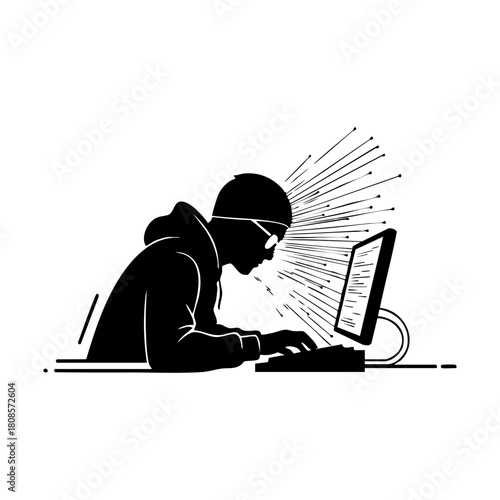 Cybercrime icons vector. Modern hacker silhouette icon vector illustration