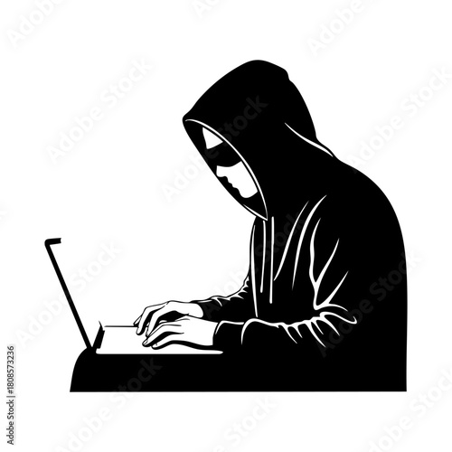 Cybercrime icons vector. Modern hacker silhouette icon vector illustration