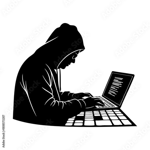 Cybercrime icons vector. Modern hacker silhouette icon vector illustration