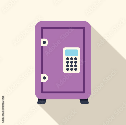 Closed purple metal safe box with electronic lock ensuring security and protection of valuables