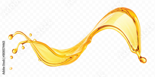 realistic fresh liquid honey or oil splash in curve style isolated on transparent background