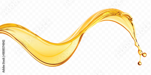 realistic fresh liquid honey or oil splash in curve style isolated on transparent background