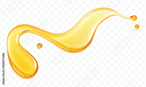 realistic fresh liquid honey or oil splash in curve style isolated on transparent background