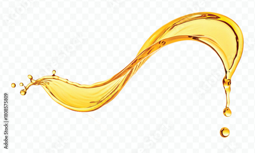 realistic fresh liquid honey or oil splash in curve style isolated on transparent background