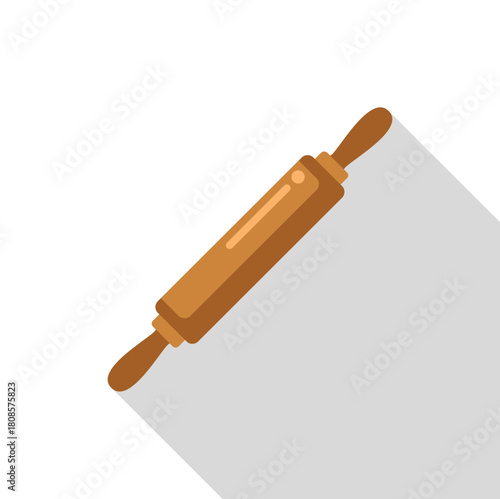 Classic wooden rolling pin, essential tool for preparing dough and pastries in the kitchen