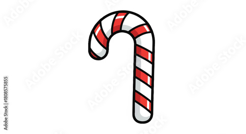 Candy cane with red and white stripes, a festive holiday confection perfect for celebrations.