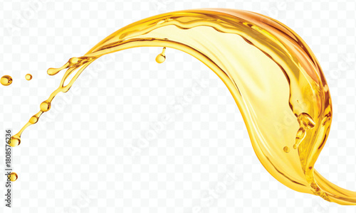 realistic fresh liquid honey or oil splash in curve style isolated on transparent background