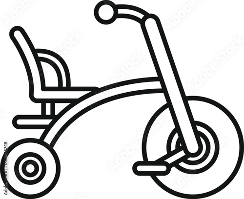 Simple line drawing of a tricycle representing childhood, play, and outdoor fun