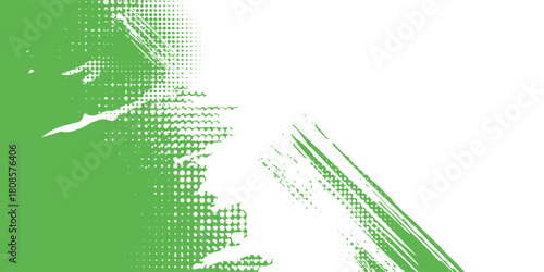 Abstract green and white background with grunge and halftone. Vector illustration.