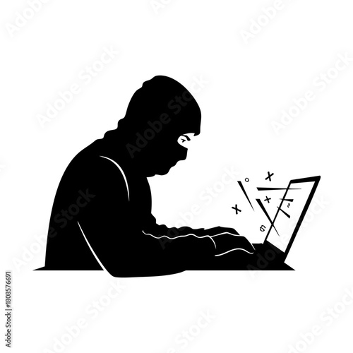 Cybercrime icons vector. Modern hacker silhouette icon vector illustration