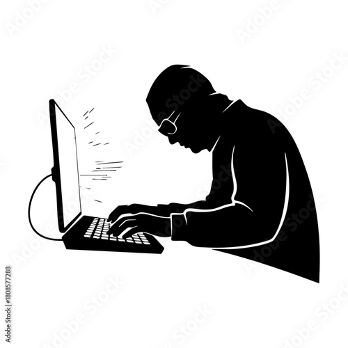 Cybercrime icons vector. Modern hacker silhouette icon vector illustration