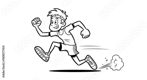 Energetic cartoon runner sprints with determination, showcasing speed and motion in a dynamic