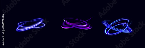 Blue neon ring. Glowing circle. Glow effect. Round light frame. abstract light lines of movement and speedAbstract light lines of movement and speed. light blue ellipse