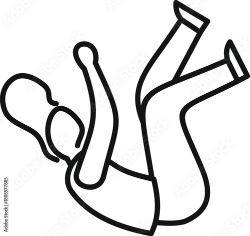 Woman falling down backward after slipping on wet floor, accident at work