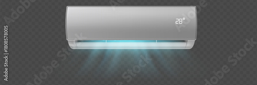 Air conditioner vector background ad. system air conditioner. Cool and cold climate control system. Realistic conditioning with remote controller