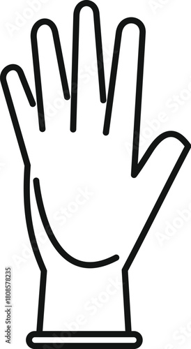 Black outline icon of a hand wearing a glove, showing five fingers, isolated on white background