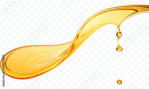 realistic fresh liquid honey or oil splash in curve style isolated on transparent background