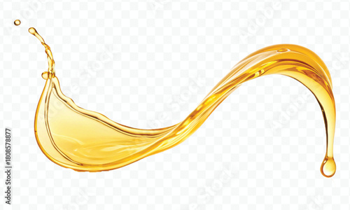 realistic fresh liquid honey or oil splash in curve style isolated on transparent background