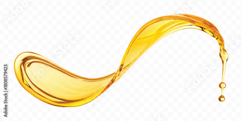 realistic fresh liquid honey or oil splash in curve style isolated on transparent background
