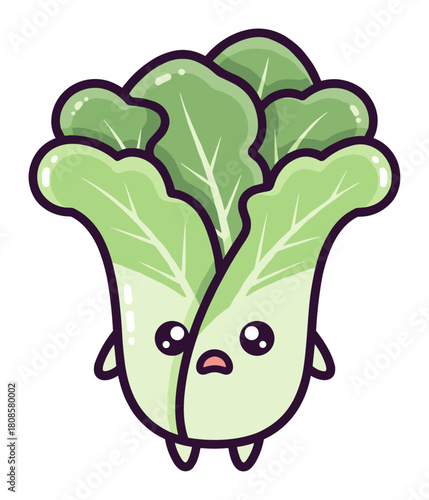 Adorable kawaii bok choy character - vegetable vector art vector