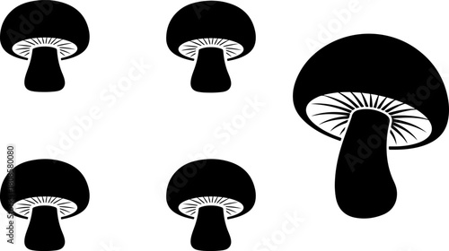 set of mushroom silhouette