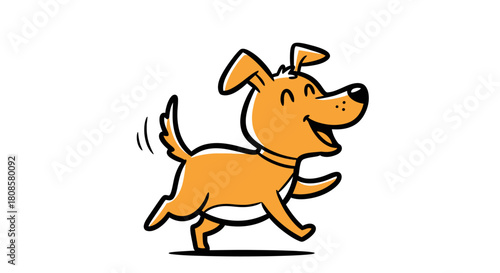 Cheerful cartoon dog trotting with a happy expression showcasing playful energy and lighthearted