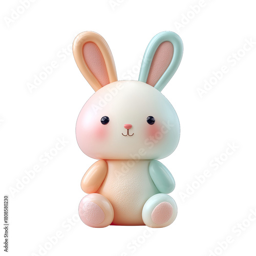 Charming 3D Clay Bunny Illustration in Soft Pastel Colors