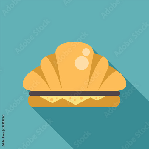 Croissant sandwich with cheese filling, creating a tasty and visually appealing culinary delight