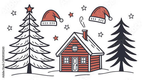 Nordic Christmas Vector Motifs Elements Pack Isolated on White Background – Scandinavian Holiday Folk Art Symbols and Winter Decorative Design Set