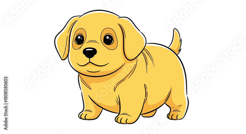 Adorable and charming cartoon golden retriever puppy illustration on white backdrop