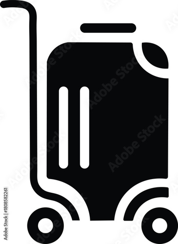 Vector rolling luggage icon symbolizing travel, vacation, baggage, journey, and personal belongings transportation