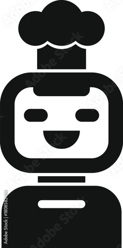 Happy robot chef wearing a chef hat, symbolizing automation and ai in culinary arts