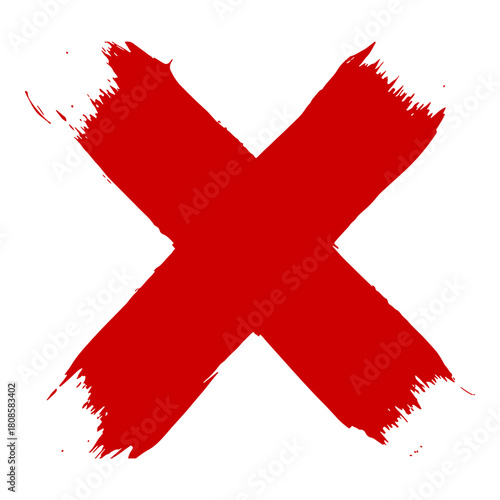 Red painted X mark symbol