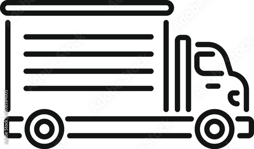 Simple black and white icon of a delivery truck representing shipping and logistics