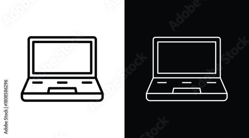laptop Two-tone version in black and white background