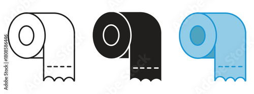 Toilet tissue paper icon set. Toilet paper roll ,Toilet tissue sign, cleaning tissue roll, line solid icon simple ,vector illustration .
