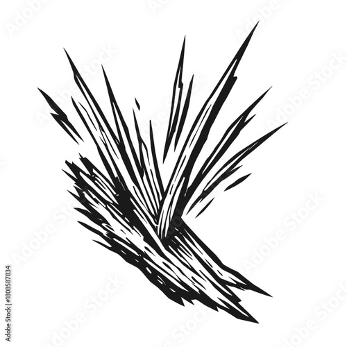 Abstract black and white vector illustration: a dynamic burst of sharp, jagged, radiating lines. This graphic evokes an explosion, impact, or speed effect, perfect for modern design, comic art