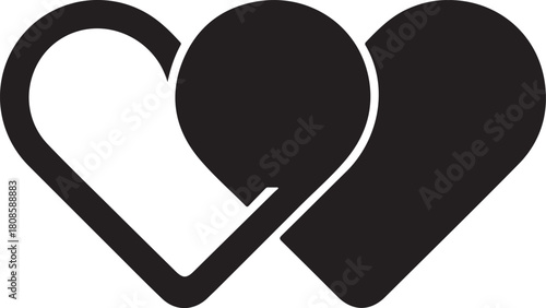 Linked Double Heart Silhouette Bundle | 16 Romantic Valentine Icons