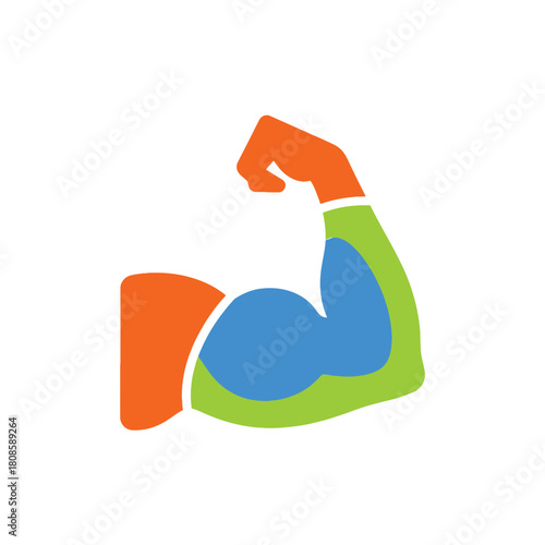 Colorful Bicep Icon - Symbolizing Strength, Fitness, and Muscle Growth for Gym & Wellness