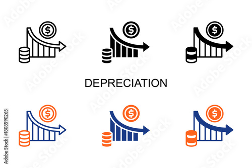 Depreciation Icon Multi Style Vector Illustration