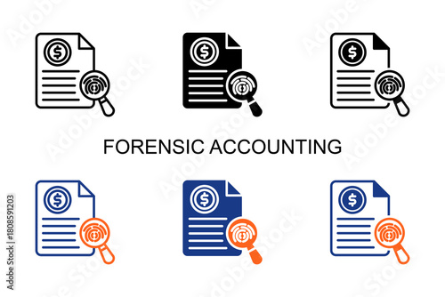 Forensic Accounting Icon Multi Style Vector Illustration