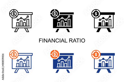 Financial Ratio Icon Multi Style Vector Illustration