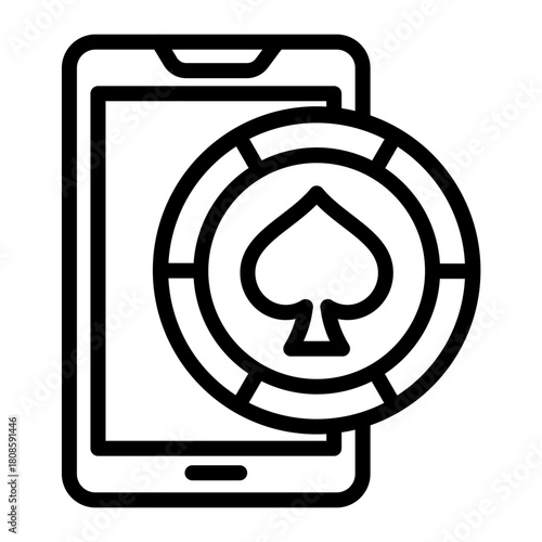 Casino App Vector Line Icon Design