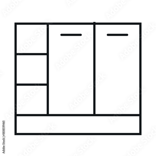 Stylish kitchen furniture vector icon featuring sleek design and modern storage options for contemporary spaces