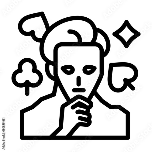 Poker Face Vector Line Icon Design