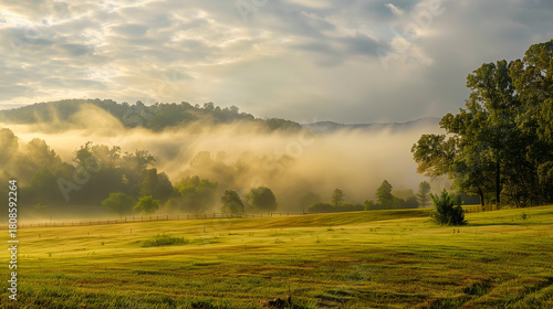 Morning mist over the field