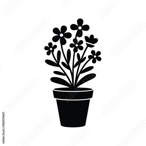 Simple silhouette of a potted flowering plant